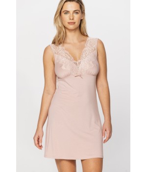Nuisette micromodal rosa tirantes anchos lazos encaje